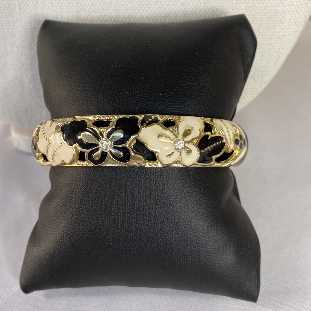 Black and beige butterfly clamper bracelet